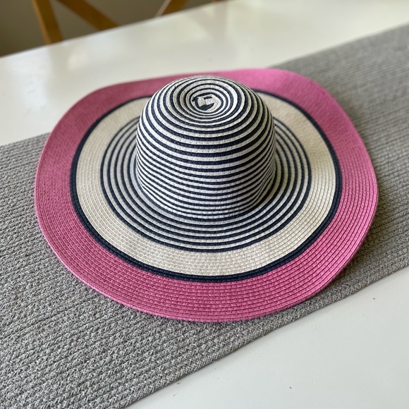 Striped Sun Hat Pink White Navy NWOT main image 5